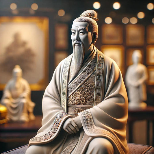 Statue représentant un dignitaire chinois en robe traditionnelle de cérémonie