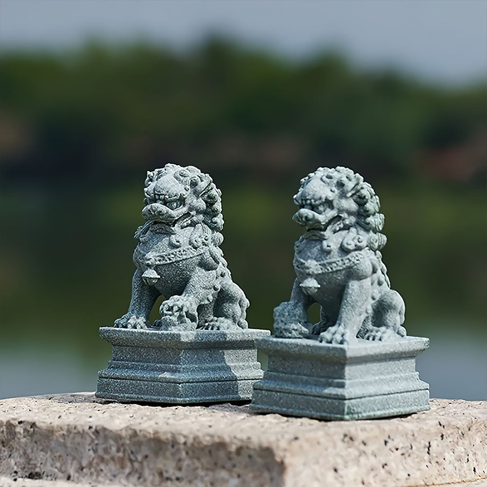 Statue Lion Chinois en Pierre Ancien