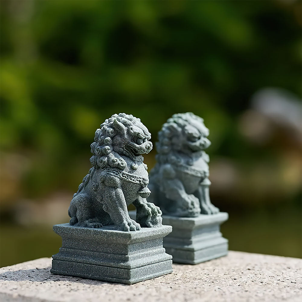 Statue Lion Chinois en Pierre Traditionnel